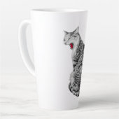 Upright Yawning Tabby Cat Monochrome Art Mok (Linkerhoek)