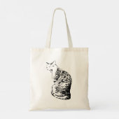 Upright Yawning Tabby Cat Monochrome Tas (Achterkant)