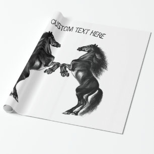 Upright zwarte wilde paarden - Jouw tekst toevoege Cadeaupapier
