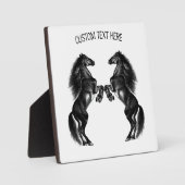Upright zwarte wilde paarden - Jouw tekst toevoege Fotoplaat (Voorkant)