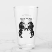 Upright zwarte wilde paarden - Jouw tekst toevoege Glas (Achterkant)
