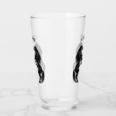 Upright zwarte wilde paarden - Jouw tekst toevoege Glas (Links)