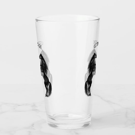 Upright zwarte wilde paarden - Jouw tekst toevoege Glas (Links)
