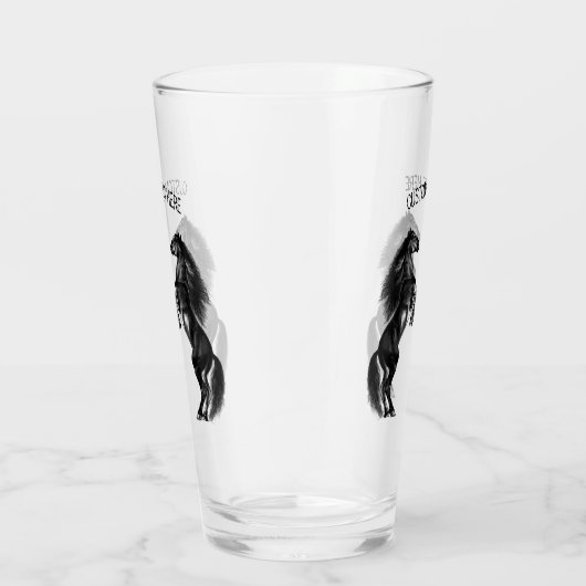 Upright zwarte wilde paarden - Jouw tekst toevoege Glas (Rechts)