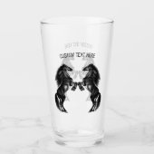 Upright zwarte wilde paarden - Jouw tekst toevoege Glas (Voorkant)