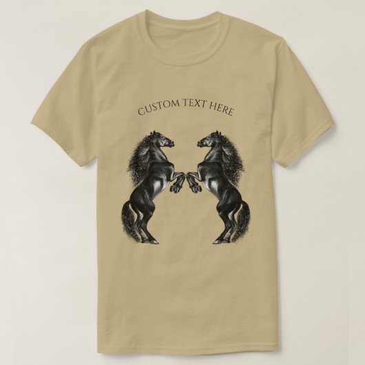 Upright zwarte wilde paarden - Jouw tekst toevoege T-shirt (Design voorkant)