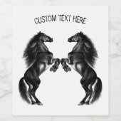 Upright zwarte wilde paarden - Jouw tekst toevoege Wijn Etiket (Enkel label)