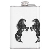 Upright zwarte wilde paarden - voeg Jouw tekst / k Heupfles (Achterkant)