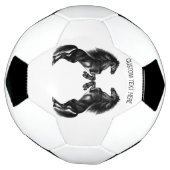 Upright zwarte wilde paarden - voeg Jouw tekst toe Voetbal (Gedraaid)