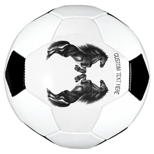 Upright zwarte wilde paarden - voeg Jouw tekst toe Voetbal (Gedraaid)