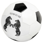 Upright zwarte wilde paarden - voeg Jouw tekst toe Voetbal (Drie kwart)