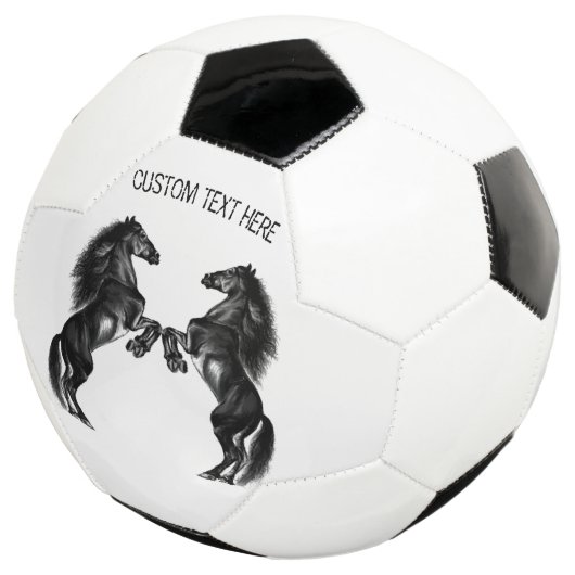Upright zwarte wilde paarden - voeg Jouw tekst toe Voetbal (Drie kwart)