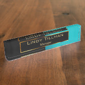 Upscale Blauwgroen en zwart Naambordje (Zijkant)