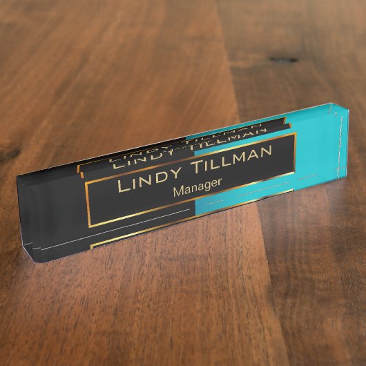 Upscale Blauwgroen en zwart Naambordje (Zijkant)