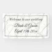 Upscale bruiloft aangepaste witte marmeren welkoms spandoek (Horizontaal)