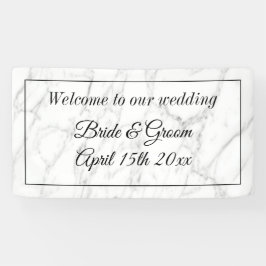 Upscale bruiloft aangepaste witte marmeren welkoms spandoek