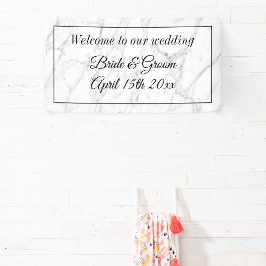 Upscale bruiloft aangepaste witte marmeren welkoms spandoek (Insitu)