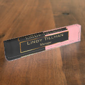 Upscale Coral en Black Naambordje (Zijkant)