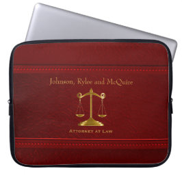 Upscale Deep Red Leather - ⚖ Attorney Design Laptop Sleeve