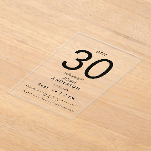 Upscale Dirty 30 Let's Party Verjaardag Acryl Uitnodigingen