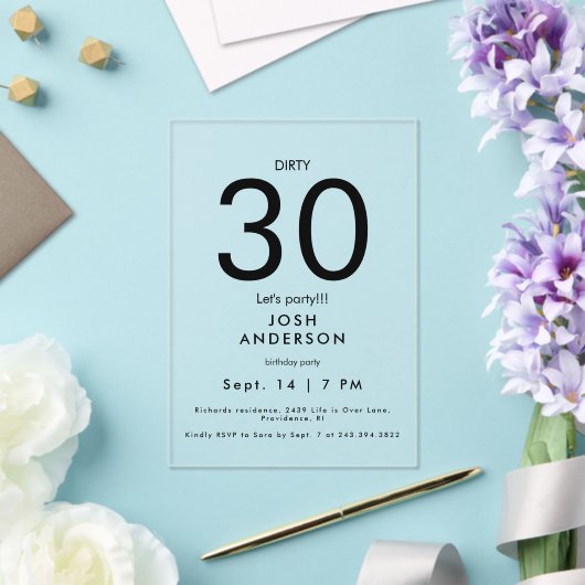 Upscale Dirty 30 Let's Party Verjaardag Acryl Uitnodigingen (Insitu (Huwelijk))