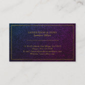 Upscale faux paarse lederen gouden lijst jurist visitekaartje (Achterkant)