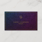 Upscale faux paarse lederen gouden lijst jurist visitekaartje (Voorkant)