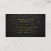 Upscale faux zwart leer gouden script advocaat visitekaartje (Achterkant)