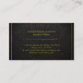 Upscale faux zwarte lederen goudtimypografie visitekaartje (Achterkant)