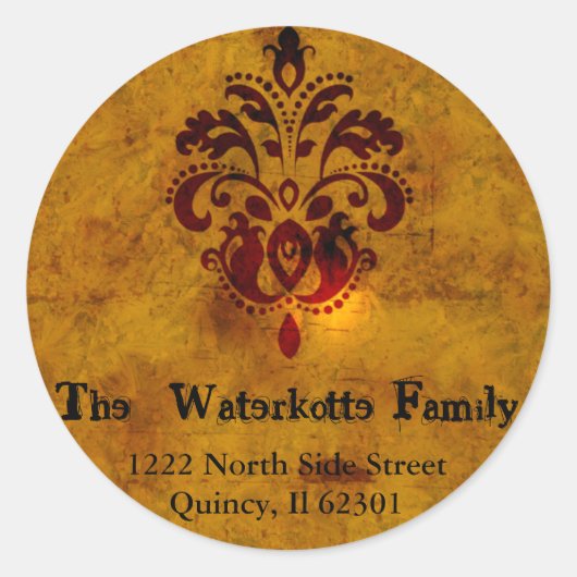 Upscale Fleur-adreslabel Ronde Sticker (Voorkant)