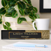 Upscale Gold Glitter en zwart Naambordje