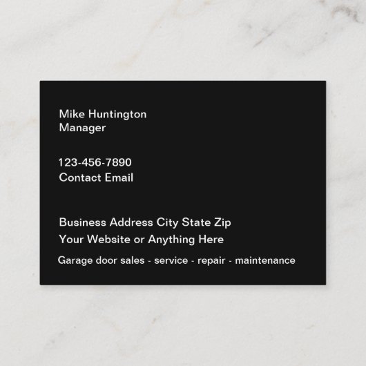 Upscale Moderne Garage Deur Services Visitekaartje (Achterkant)