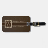 Upscale Monogram Chocolade Leather Bagagelabel (Voorkant horizontaal)