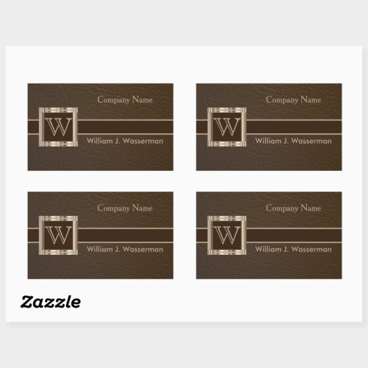 Upscale Monogram Chocolade Leather Rechthoekige Sticker (Vel)