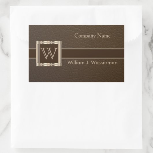 Upscale Monogram Chocolade Leather Rechthoekige Sticker (Tas)