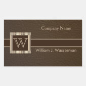 Upscale Monogram Chocolade Leather Rechthoekige Sticker (Voorkant)