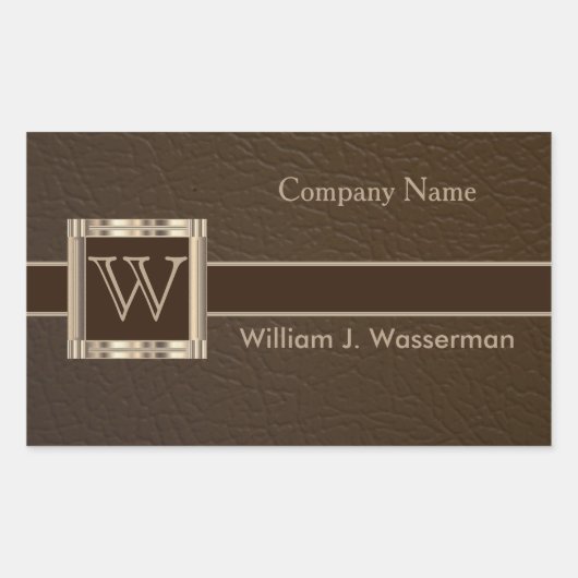 Upscale Monogram Chocolade Leather Rechthoekige Sticker (Voorkant)