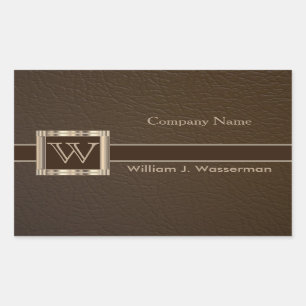 Upscale Monogram Chocolade Leather Rechthoekige Sticker