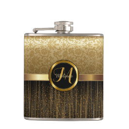 Upscale Monogram Golden Pattern-ontwerp Heupfles