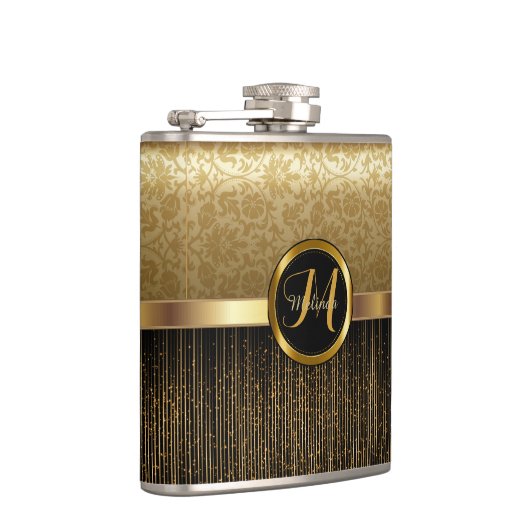 Upscale Monogram Golden Pattern-ontwerp Heupfles (Rechts)