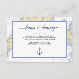 Upscale Nautical Martha's Vineyard Event Receptie Informatiekaartje