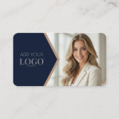 Upscale Navy Blue & Gold Geometric Business Visitekaartje (Voorkant)