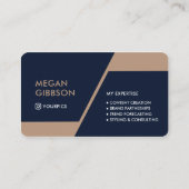 Upscale Navy Blue & Gold Geometric Business Visitekaartje (Achterkant)