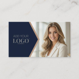 Upscale Navy Blue & Gold Geometric Business Visitekaartje