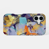 Upscale purple, gold, and blue abstract art iPhone 16 hoesje (Achterkant horizontaal)