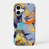 Upscale purple, gold, and blue abstract art iPhone 16 hoesje (Achterkant)