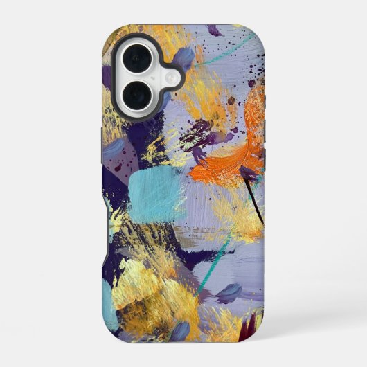 Upscale purple, gold, and blue abstract art iPhone 16 hoesje (Achterkant)