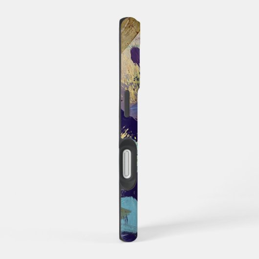 Upscale purple, gold, and blue abstract art iPhone 16 hoesje (Rechterkant)