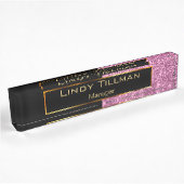 Upscale roze glitter en zwart naambordje