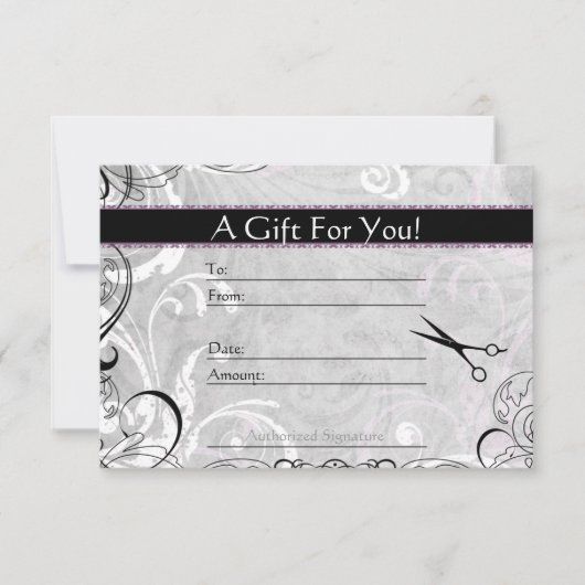 Upscale Swirls en Fluers Salon Gift Kaart (Voorkant)